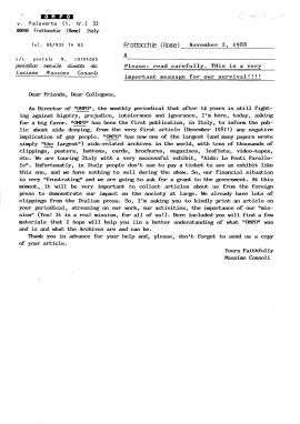 Lettera di Massimo Consoli ai colleghi delle testate giornalistiche estere