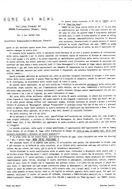 Comunicato Stampa Massimo Consoli invita i lettori di Rome Gay News a scrivere al Messaggero