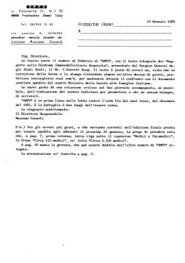 Lettera di Massimo Consoli al Direttore di un periodico