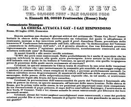 Comunicato stampa: “La chiesa attacca i gay - i gay rispondono”