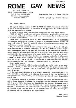 Lettera di Massimo Consoli a tutti i gruppi gay e lesbici italiani