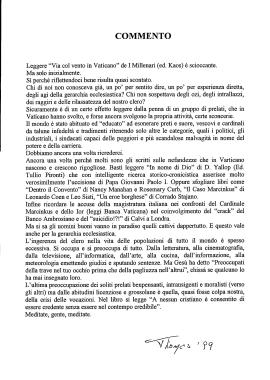 Commento al libro «Via col vento in Vaticano»