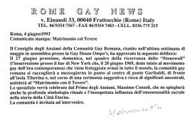 Comunicato Stampa del 4 giugno 1993: Matrimonio col Tevere