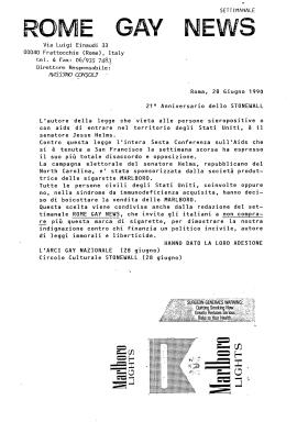 Comunicato di “Rome Gay News” contro la società produttrice delle sigarette Marlboro
