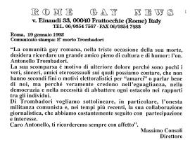 Comunicato stampa. È morto Trombadori