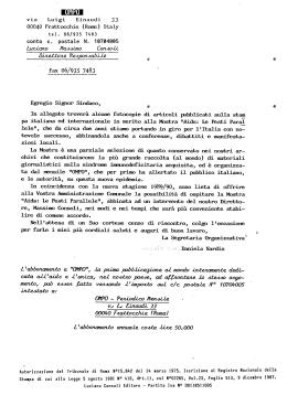 Lettera di Daniela Nardis al Sindaco di Roma Franco Carraro