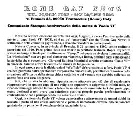 Comunicato stampa: “anniversario della morte di Paolo VI”